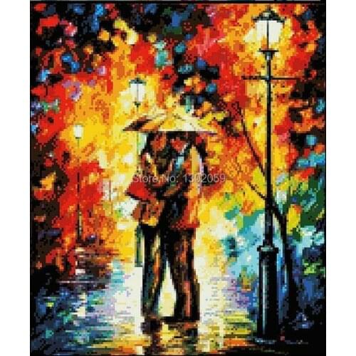Factory Sale Needlework Embroidery Cross Stitch Kit Oil Painting Lover In Rain New