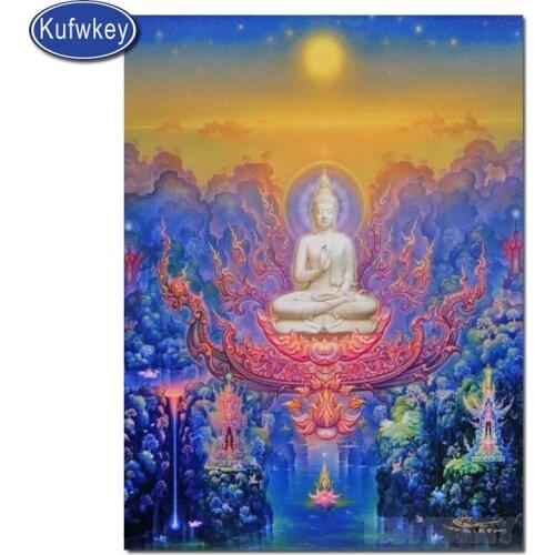 Religious buddha lotus Diamond embroidery full display 5d diy diamond painting full square/round drill Mosaic Landscape portrait