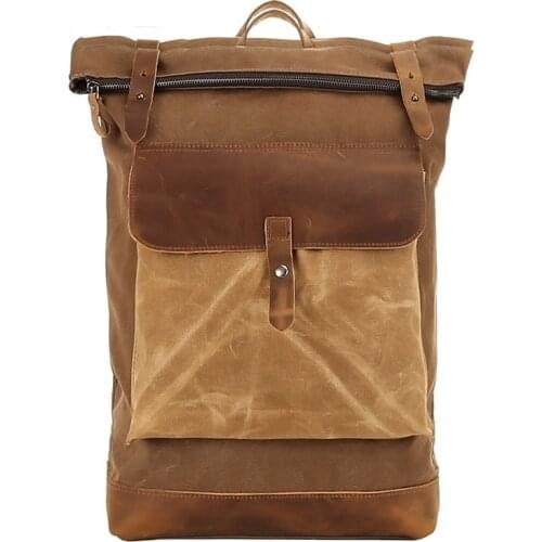 Luxury Vintage Canvas Backpacks for Men Oil Wax Canvas Leather Travel Backpack Large Waterproof Daypacks Retro Bagpack