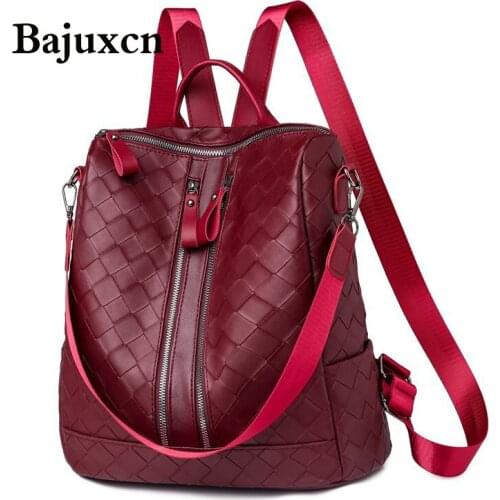 2020 winter new ladies backpack luxury designer girl woven school bag soft leather large capacity travel backpack hot sale