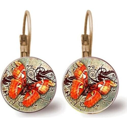 The Latest Bohemian Butterfly Earrings Women Summer Glamour Jewelry Vintage Round Glass Dome Earrings