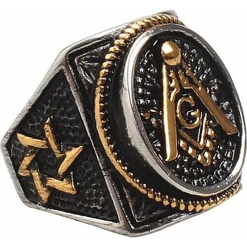 SECRET BOYS Mens Jewelry Vintage Gothic Emboss Jewish Star Of David Design Stainless Steel Masonic Band Ring