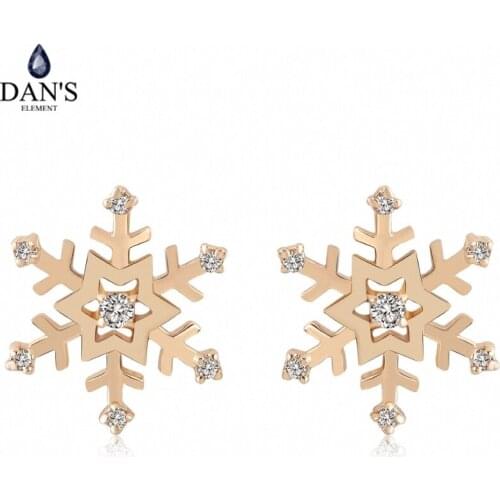 DANS ELEMENT Top Quality Snowflakes Rose Gold Color Earring Fashion Jewelry Austrian Crystal Wholesale Chirstmas Gift DEE215