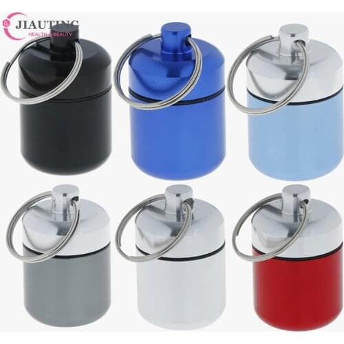 Random Color Mini Waterproof Aluminum Alloy Pill Box Case Bottle Cache Drug Holder Container Keychain Medicine Box Health Care