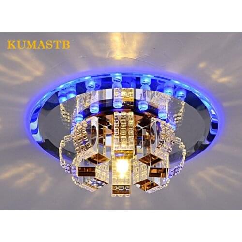 Modern Round Glass Crystal Lamp Aisle Hallway Porch Ceiling Lights for Living Room Luminarias para sala Plafon LED Crystal Lamp