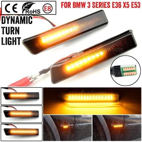 LED Dynamic Turn Signal Side Marker Light Sequential Blinker Light For BMW E36 M3 Facelift 1997-1999 X5 E53 1999-2006