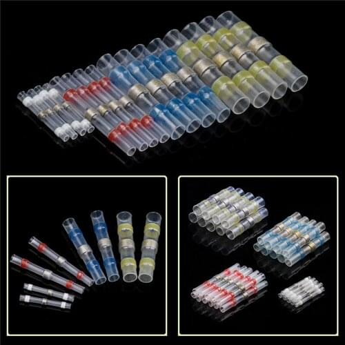 100pcs Heat Shrink Connectors Waterproof Seal Solder Terminals Butt Cable Wire Connectors Splice Terminal Set