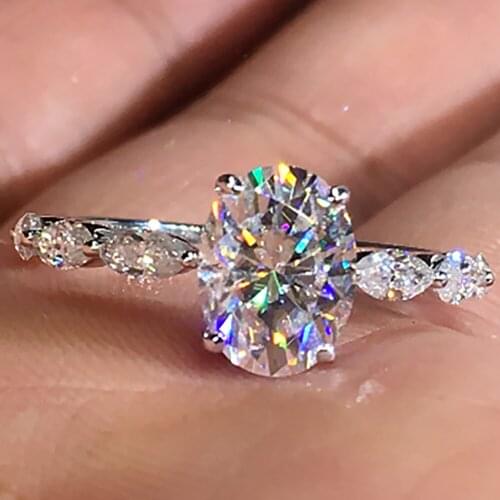 10K AU417 White Gold Women Wedding Anniversary Engagement Party Ring 1 2 3 4 5 Carat Oval Moissanite Diamond Ring Marquise