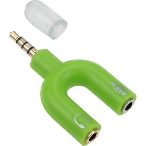 3.5mmU Shape Audio Splitter Earphone Microphone Audio Splitter U Shape 1 to 2 Stereo Converter Adapter Earphone accessories