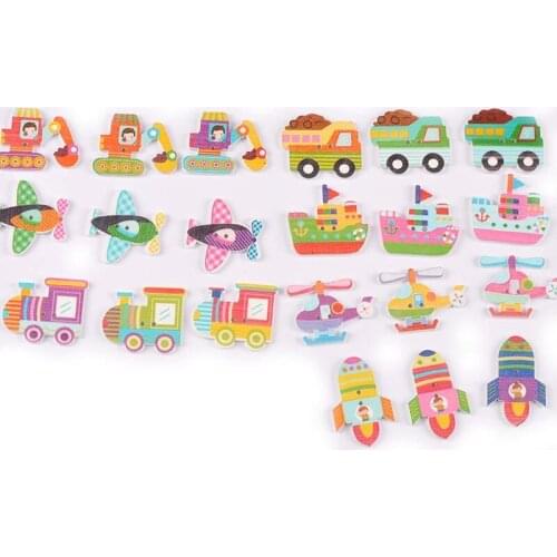 50Pcs Mixed Car Printed Flatback Wooden Decorative Buttons For Clothing Sewing Accessories DIY Scrapbooking Crafts 30-35mm M2644