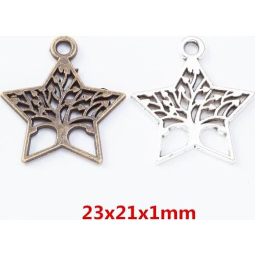 60 pieces of retro metal zinc alloy Star tree pendant for DIY handmade jewelry necklace making 7432