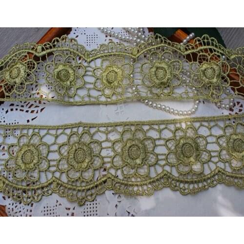 7cm 2.75"wide-3Yards/lot FREE SHIPPING DIY Metallic Gold Embroidered Lace Trim,Gold Venise Lace Trim,Water Soluble