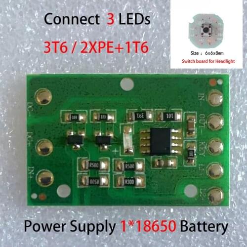 8812 LED Driving Circuit Board 3T6 XPE Headlight Lamp Function Board Portable Lighting Drive Plate Accessories