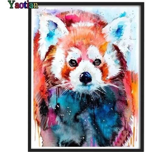 Full Drill Diamond Painting Colorful Animal Raccoon Diamond Mosaic Embroidery Cross Stitch Square/Round Diy Interior Decor