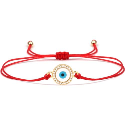 Cute White Shell Cubic Zirconia Stones Copper Evil Eye Red String Handmade Bracelet Women High Quality Fashion Lucky Jewelry Her