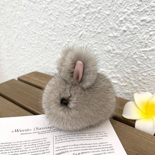 Cute Little Rabbit Car Keychain 100% Mink Fur Keychain Female Small Accessories Car Bag Keychain Jewelry Gift Fluff Keychain