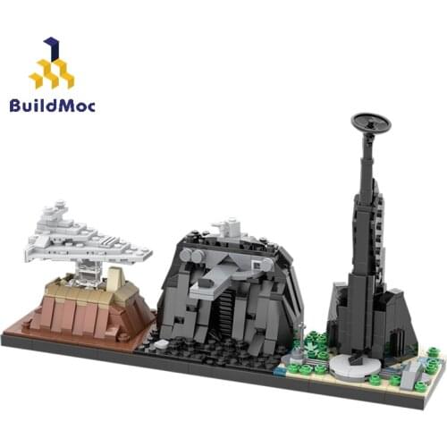 BuildMoc Skyline Architecture MOC Star Plan Destroyer Castle Modular Building Blocks Bricks Architecture Toys For Children Gift