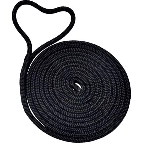 Black 1/2"×20ft Nylon Dock Line for Marine Mooring/Anchor Line/Fender Line