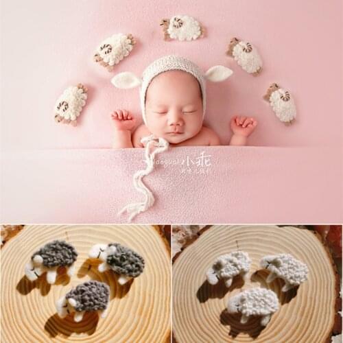Dvotinst Newborn Baby Photography Props Creative Prop Handmade Wool Mini Sheeps for Studio Shooting Accessories Photo Props