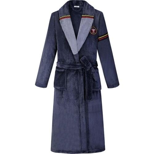 Large Size Winter Thicken Robe Men Flannel Sleepwear Warm Kimono Gown Male Coral Fleece Nightwear Loose Bathrobe Gown 3XL 4XL