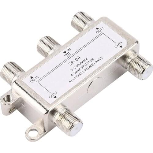 Hot Selling 4 Way 4 Channel Satellite/Antenna/Cable TV Splitter Distributor 5-2400MHz F Type Wholesale In Stock Drop Shipping