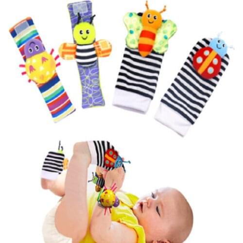 Wrist Rattle Toy, Newborn & Toddler Socks Toys Doll Rattle & Foot Socks, Cute Soft Butterfly Baby Toys Foot Rattle Socks
