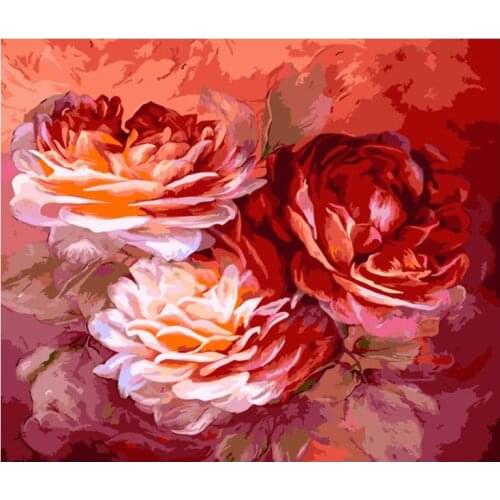 Painting By Numbers DIY Dropshipping 40x50 50x65cm Delicate blooming peony Flower Canvas Wedding Decoration Art picture Gift