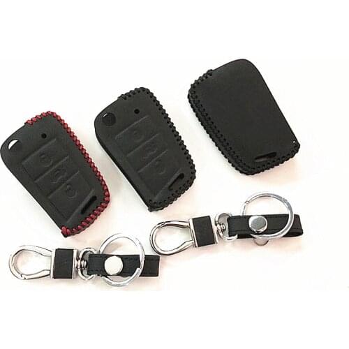 Leather car key case cover For Volkswagen Golf 7 R MK7 Tiguan 2017 For Skoda Octavia A7 For Seat Leon Ibiza Key Portect