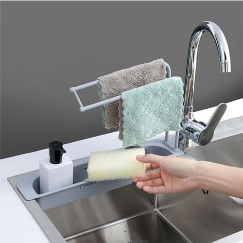 Kitchen Sink Strainer Drain Retractable Sink Stand Retractable Rack Storage Drainage Basket Sponge Soap Holder Drain Filter