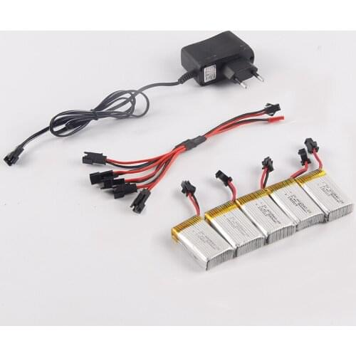 EBOYUO 7.4V 500MAH Lipo Battery with 5pcs in JST 2 to 5 Battery Charger for H8C DFD F183 RC Quadcopter Drone