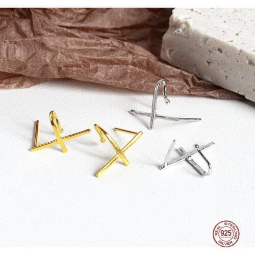 LKO Fashion Trend Jewelry Punk Cross Stud Earrings For Women Geometric Letter J Shape Earings Simple Jewelry Gifts Ornaments
