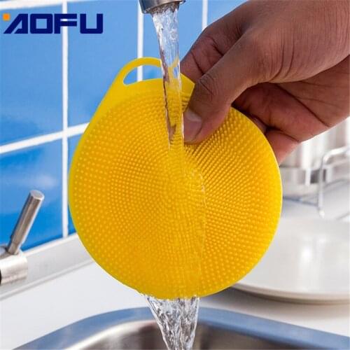 Multifunction Silicone Dish Bowl Cleaning Brush Magic Scouring Pad Pot Sponge Kitchen Pot Cleaner Washing Tool