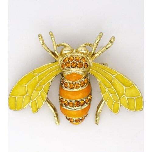 Fashion Brooch Rhinestone Enamel Bee Pin brooches C709 G2