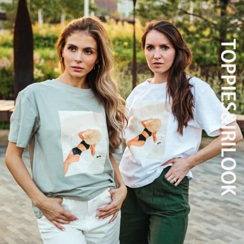 Toppeis Fashion Bikini Girls Printing T-shirts Summer Tops Tees Woman Shorts Sleeve Loose Cotton Tops Boho Style Character Tee