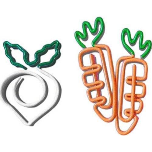 Cartoon Vegetable Radish Carrot Shaped Paper Clip Bright Colors Photo Clip Bookmark DIY Handmade Decor School Stationery