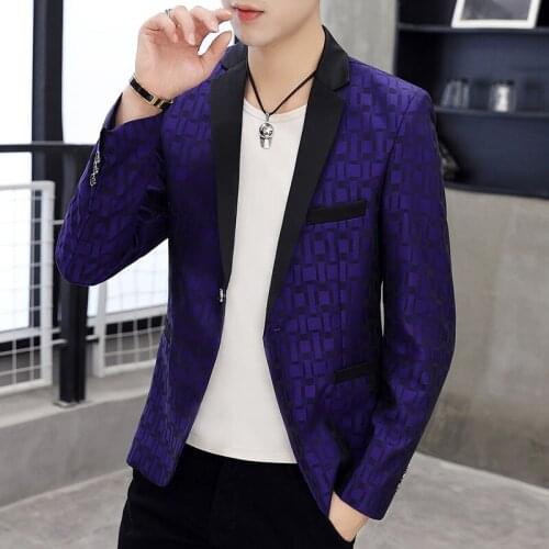 2021 Mens Fashion Plaid Quality Casual blazer Autumn New Slim Fit One-Button blazers