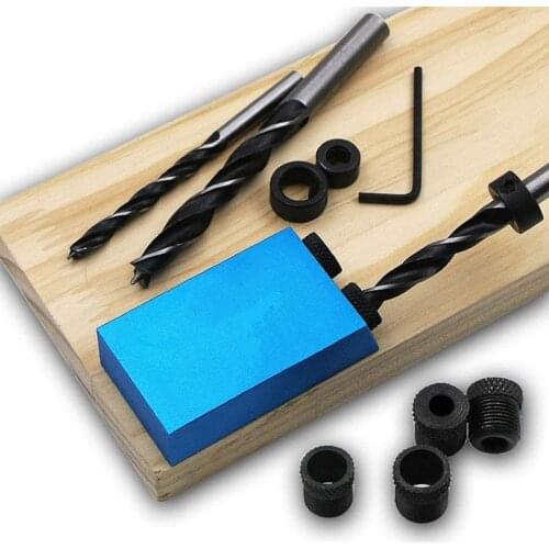 Woodworking Oblique Hole Locator Drill Bits Pocket Hole Jig Kit 15 Degree Angle Drill Guide Set Hole DIY Carpentry Tools