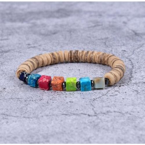 New Design Coconut Shell With Japer Chakra Bracelet Unisex