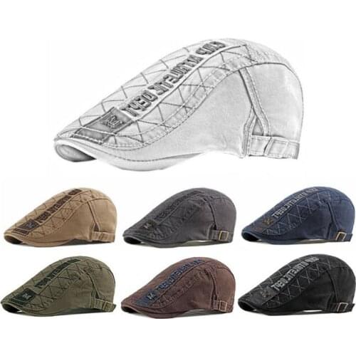 New Autumn Womens Casaul Ripped Denim Beret Hats New Solid Mens Cotton Casquette Golf Ivy Caps Newsboy Hats Letter Embroidery