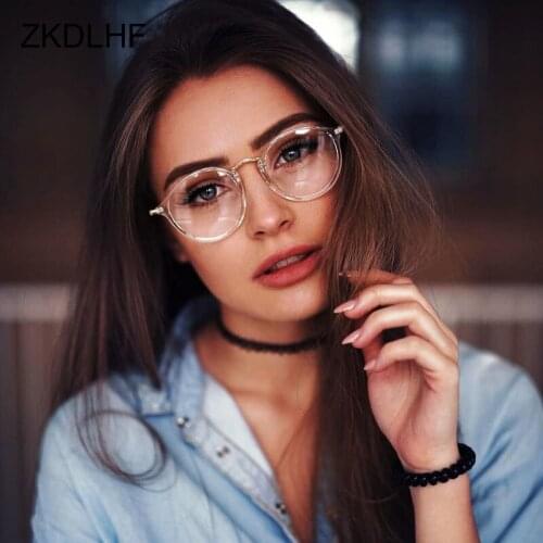 2022 Transparent Round Glasses Frame Women Fashion Brand Designer Eyewear Clear Lens Myopia Eyeglasses Metal Legs Vintage Oculos