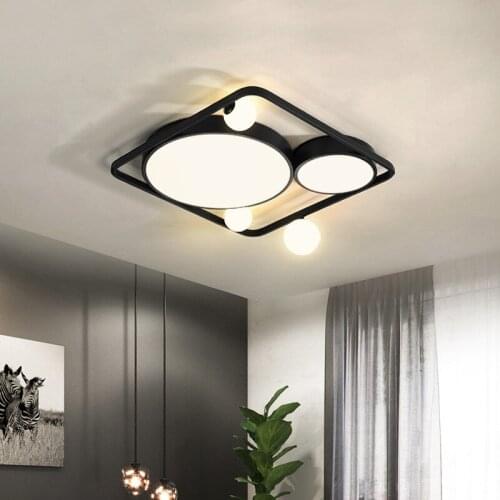 Living Room Ceiling Light Creative Glass Ball Bedroom Lobby LED Surface Mount Panel Lamp Modern Rectangular Square Home Fixtures