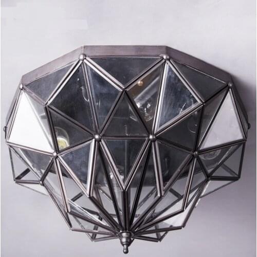 American style simple living room Ceiling Lights vintage iron art balcony glass lamp modern master bedroom LU818381