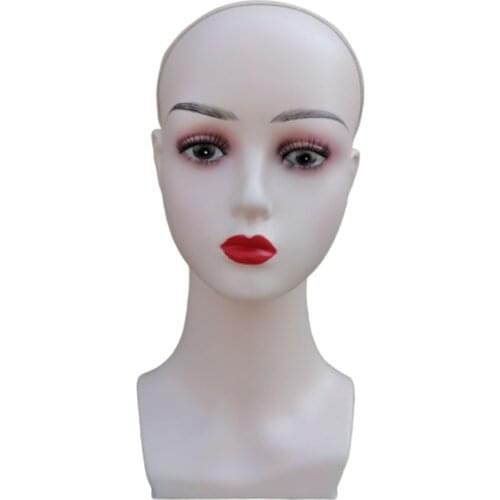 Realistic Plastic Female Mannequin Head Store Wig Sunglass Hat Bust Jewelry Display Model 20.5 inch