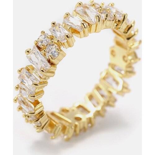Romantic rings lady jewelry wedding party fashion white CZ stone gold jewelry
