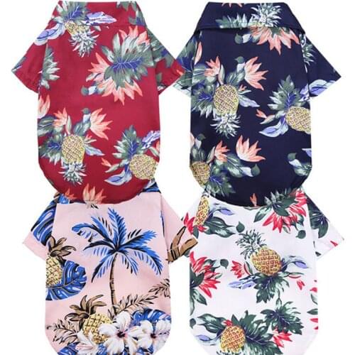 Dog Shirts Clothes Summer Beach Clothes Vest Pet Clothing Floral T-Shirt Hawaiian For Small Large Cat Dog Chihuahua