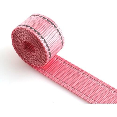 1'' Reflective Webbing Tape neon sewing Pink color Straps Webbing belt Webbing for Backpacks,Dog collar,Bag Accessories - 5yards