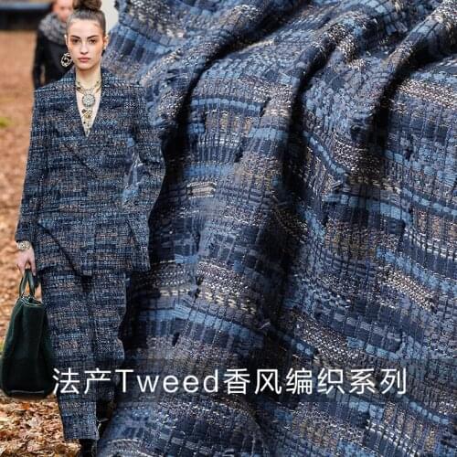 The Cloth Dark Blue Tweed Colour Style Garment Materials Spring Suit Dress Skirt DIY clothes fabrics Freeshipping