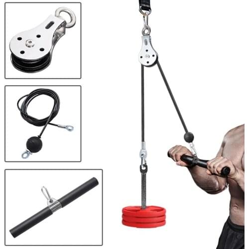 Gym Fitness DIY Pully Cable Machine Attachment Lifting Biceps Triceps Blaster Handle Grip Rope Home Strength another Equipment