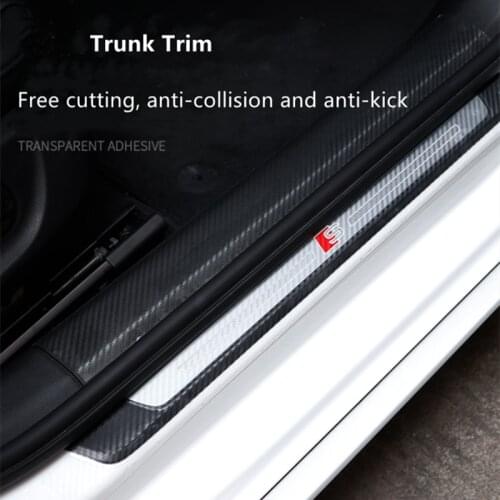 Universal Car Trunk Door Guard Strips Transparent NANO Sticker Sill Plate Protector Rear Bumper Pad Trim Cover Strip Carbon