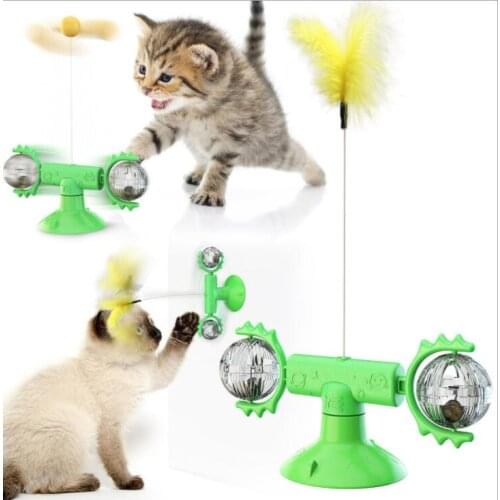 Windmill cat toy led Turntable Teasing Pet Toy Interactive Whirling Puzzle Training Cat Scratching Tickle Kitten Play Game Toys